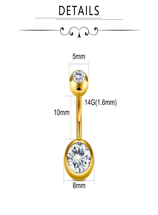 VCMART 14g Gold Belly Button Ring Belly Rings for Women Surgical Steel 10mm Belly Navel Rings Piercing Jewelry - Image 2