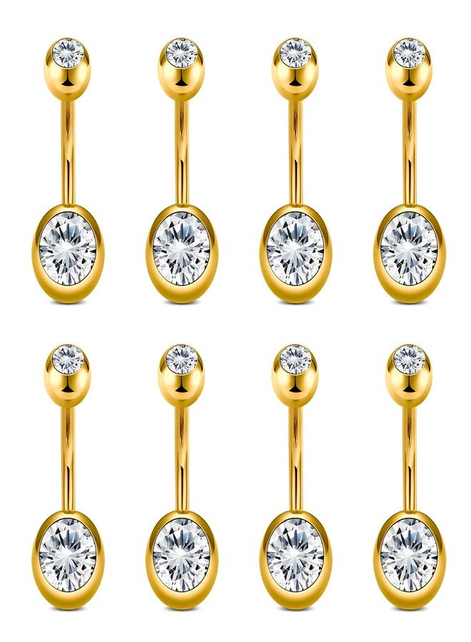 VCMART 14g Gold Belly Button Ring Belly Rings for Women Surgical Steel 10mm Belly Navel Rings Piercing Jewelry - Image 1