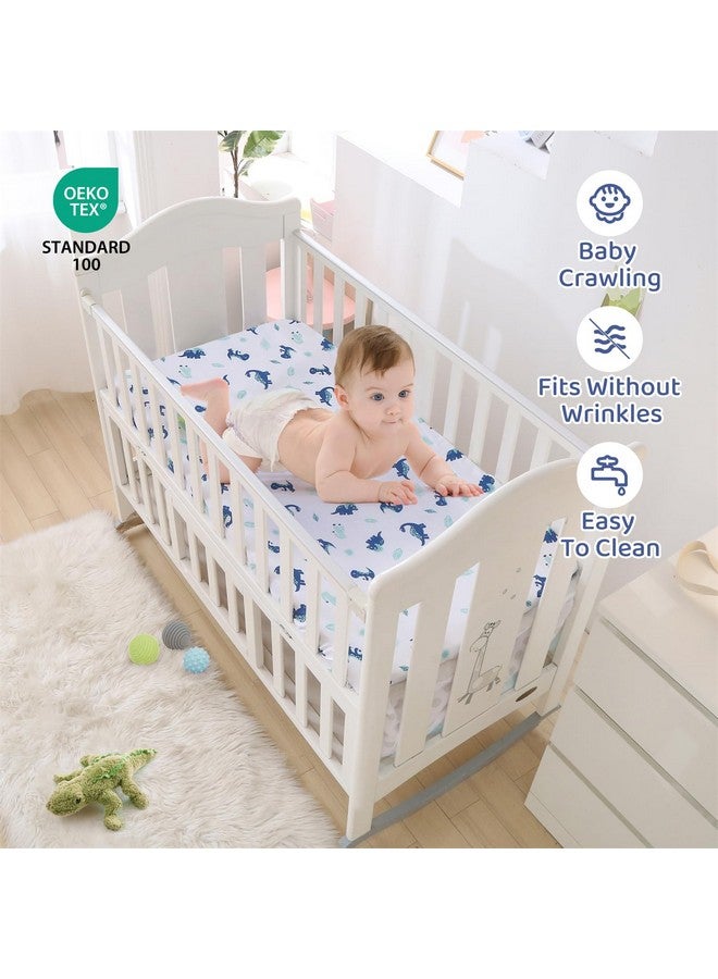 Wowelife Dinosaur Mini Crib Bedding Set for Boys Blue Premium 3-Piece Baby Bedding Sheet Set Dinosaurs Nursery Crib Set Crib Comforter Set Breathable and Soft for Baby - Image 3