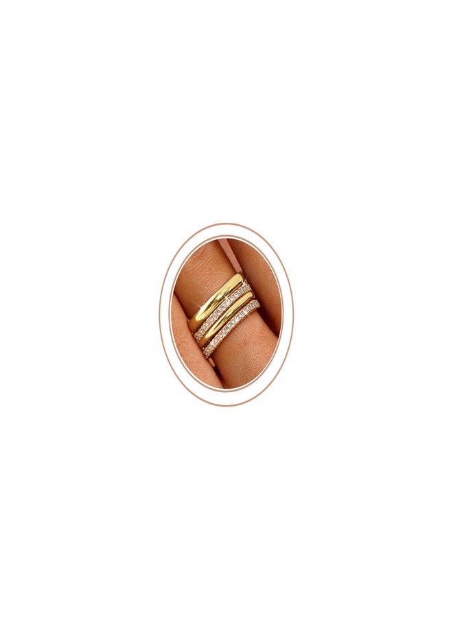 Florideco Stackable Rings for Women Non Tarnish 14K Gold Plated Dainty Cubic Zirconia Rings Minimalist Stacking Thumb Ring Set Thin Statement Promise Wedding Bands Engagement Ring Stack Size 5-10 - Image 1