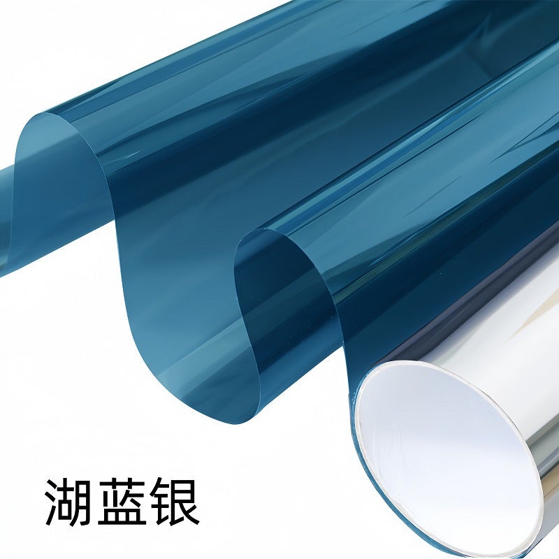 Household One-Way Perspective Film Door And Window Balcony Sunscreen Glass Film Silver Double-Sided Silver Shading Glass Film Heat Insulation Film - Image 1