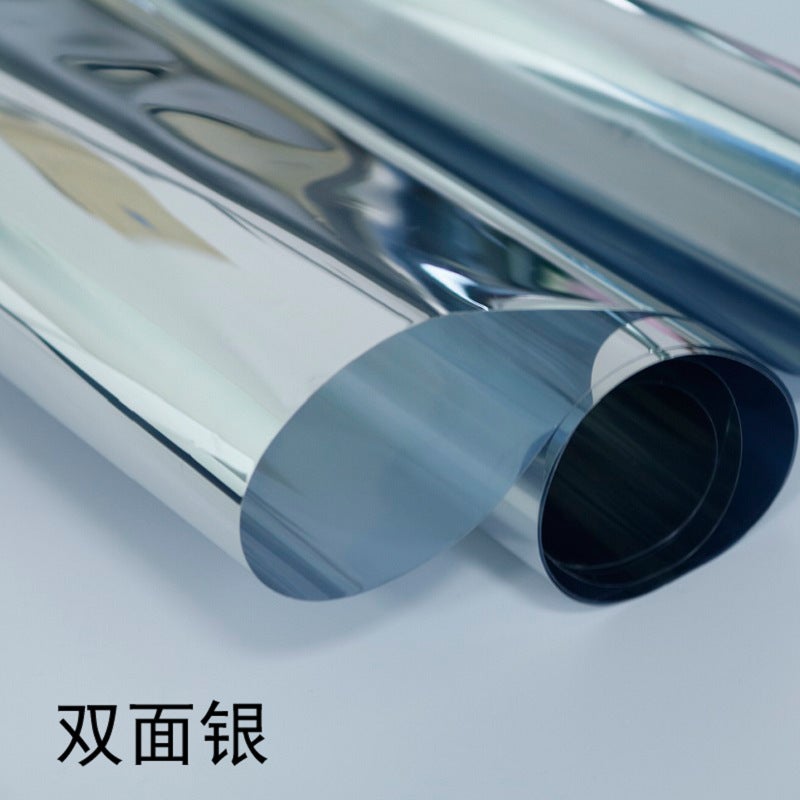 Household One-Way Perspective Film Door And Window Balcony Sunscreen Glass Film Silver Double-Sided Silver Shading Glass Film Heat Insulation Film - Image 2