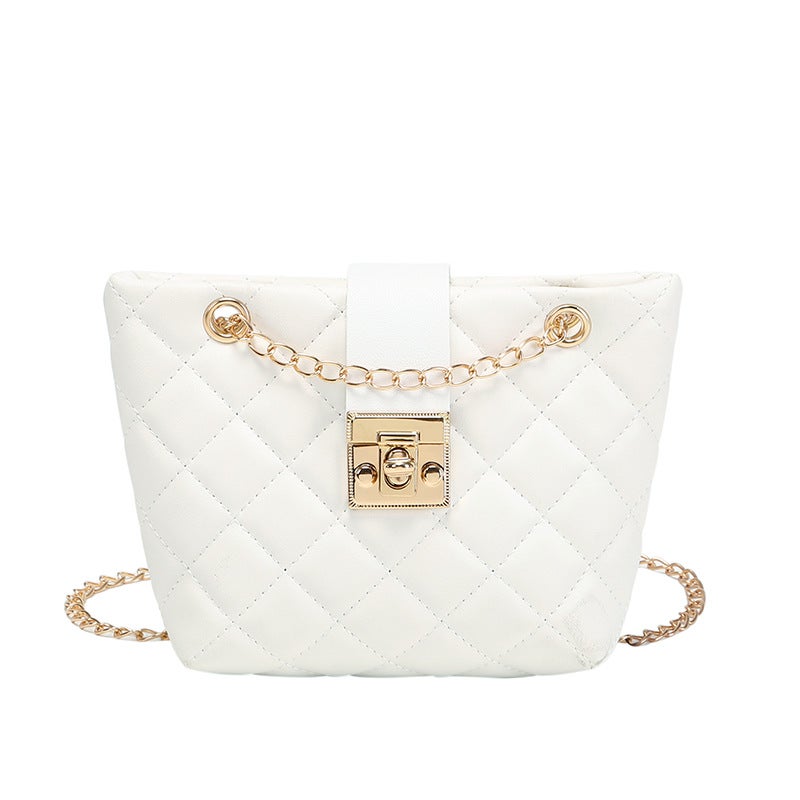 New autumn and winter diamond plaid bucket bag bag bag wholesale Women's bag flower all-match chain shoulder messenger bag - Image 1