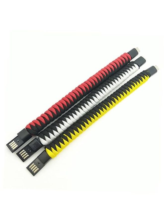 Braided Type C Data Cable 22cm Wristband Bracelet Design for Fast Charging Black Red Multi - Image 1