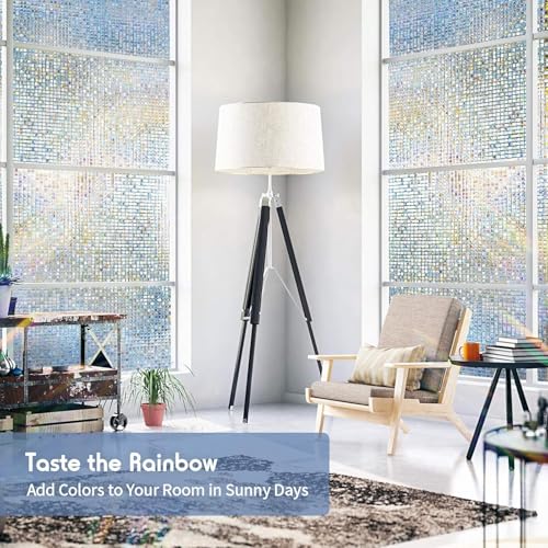 WALLTON Privacy Vinyl Frosted Window Film Glass Sticker Self-Adhesive Film Tint Wallpaper Opaque Sheet for Glass Privacy Cover Window, Door, Office, Home.| Anti-UV. (12x60 Inch, Small Diamond) - Image 3