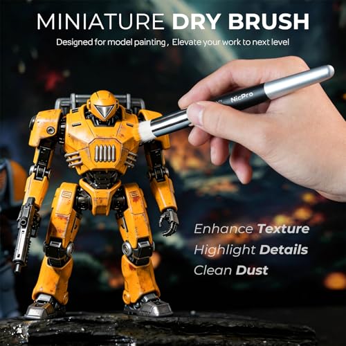 Nicpro Miniature Paint Brushes Drybrush 21PCS Model Paint Brush Set for Acrylic Oil Watercolor Detail Paint Brush Dry Brush for Model Miniature Painting Paint by Numbers Craft with Container - Image 3