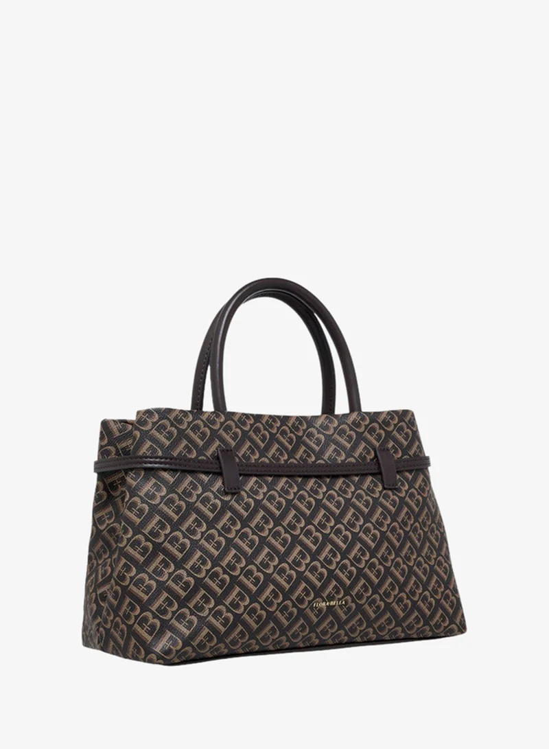 Flora Bella By Shoexpress BROWN Monogram Print Tote Bag with Detachable Strap and Zip Closure for Women | Best Price UAE