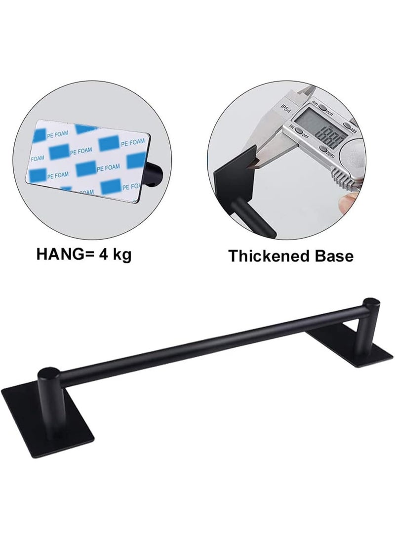 No Drill Towel Bar Bathroom Stainless Steel Black Towel Holder Waterproof & Rustproof Self Adhesive Towel Rack Hanger Wall Mounted, 40 cm / 15.75 inch for Bathroom/Kitchen - Image 3