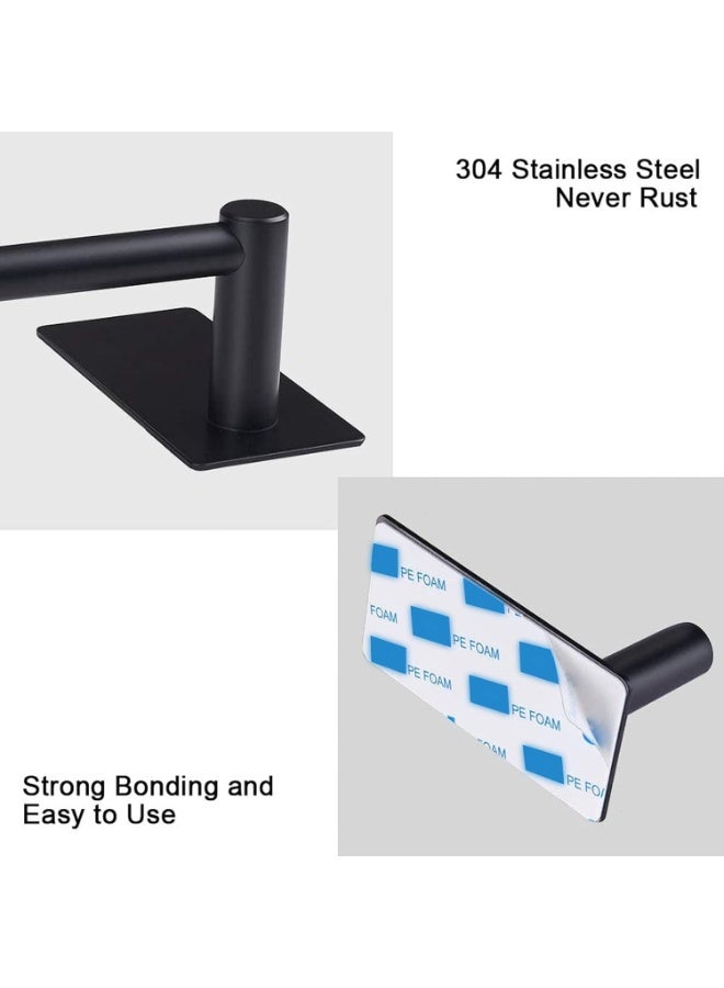 No Drill Towel Bar Bathroom Stainless Steel Black Towel Holder Waterproof & Rustproof Self Adhesive Towel Rack Hanger Wall Mounted, 40 cm / 15.75 inch for Bathroom/Kitchen - Image 1
