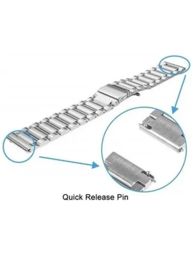 SHOPI Replacement Stainless Steel Smartwatch Strap Band For Huawei Watch Gt 2 22millimeter Silver - Image 2