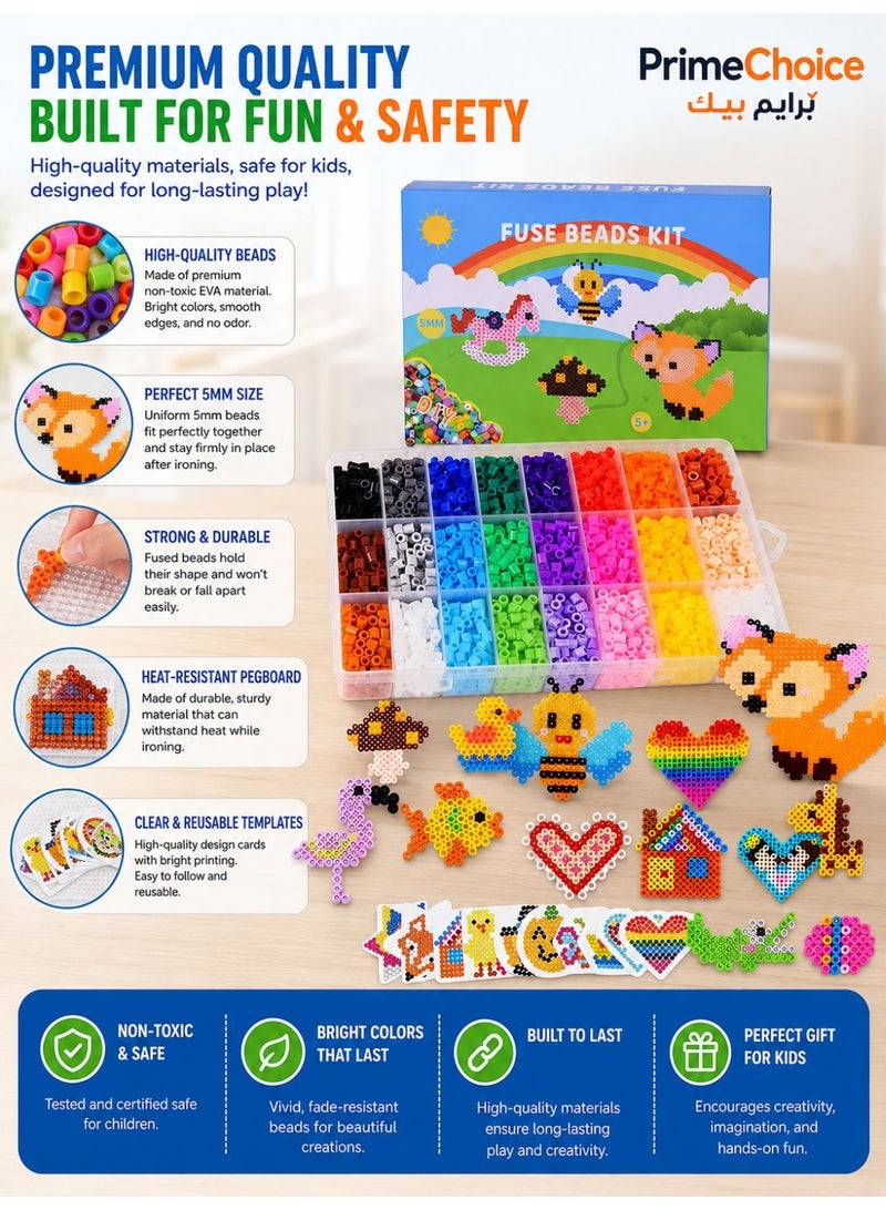 Prime Choice 6300PCS Fuse Beads Kit for Kids, 5mm Iron Beads Craft Set, DIY Pixel Art Creativity Toy with Storage Box, Educational Arts & Crafts Gift for Boys & Girls - Image 3