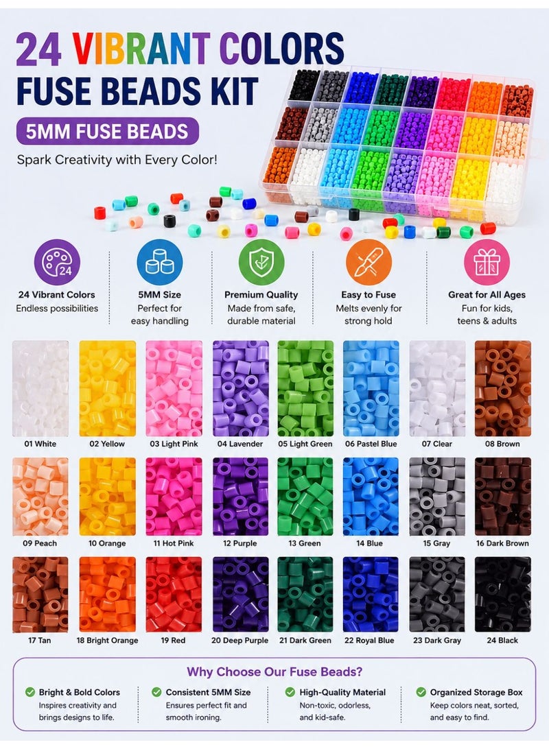 Prime Choice 6300PCS Fuse Beads Kit for Kids, 5mm Iron Beads Craft Set, DIY Pixel Art Creativity Toy with Storage Box, Educational Arts & Crafts Gift for Boys & Girls - Image 5