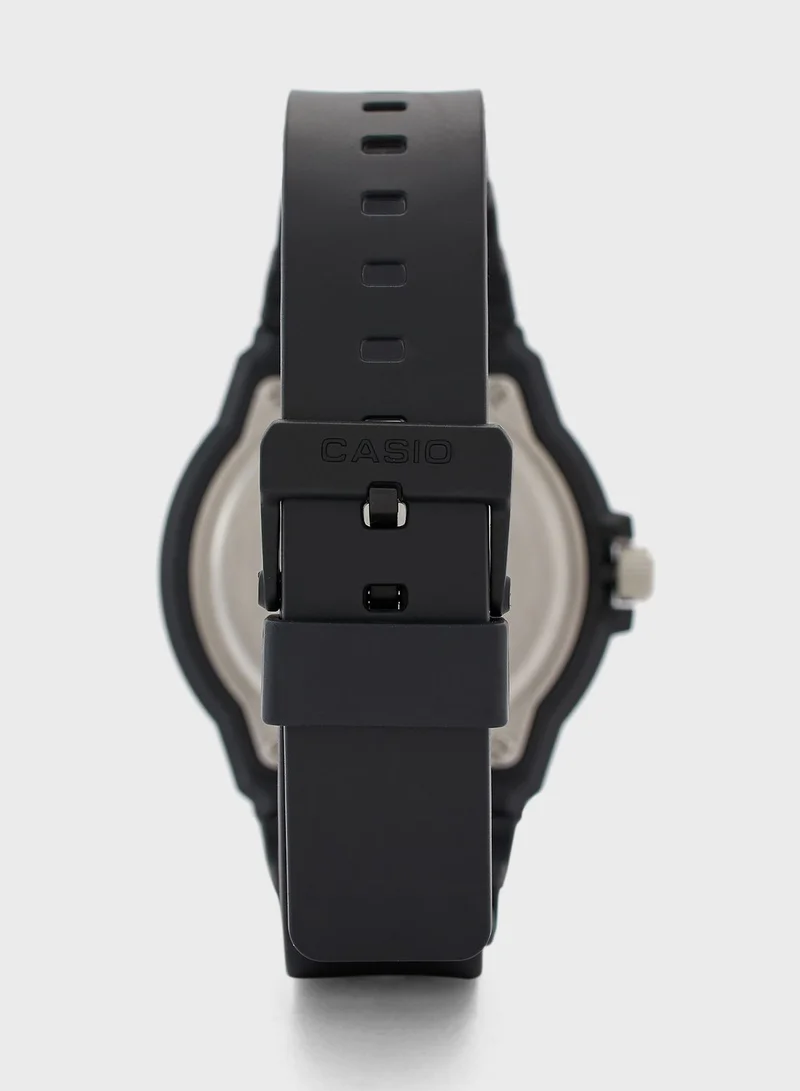 كاسيو ساعة يد بعقارب وسوار من السيليكون