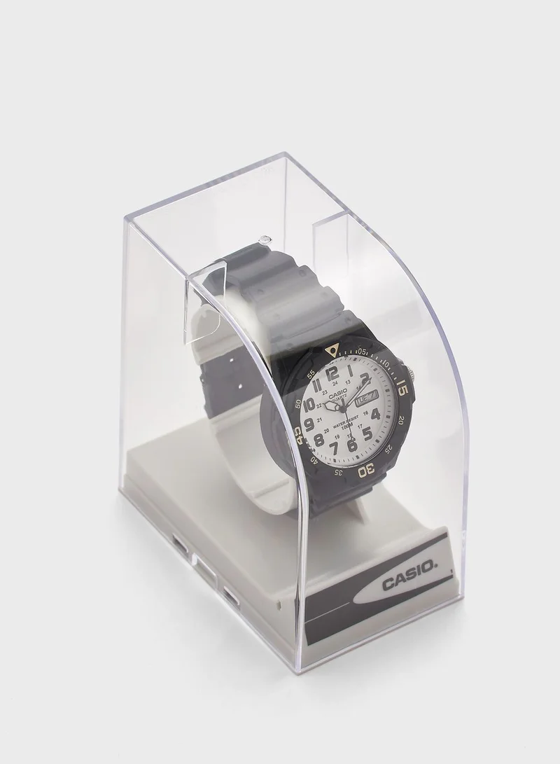 كاسيو ساعة يد بعقارب وسوار من السيليكون