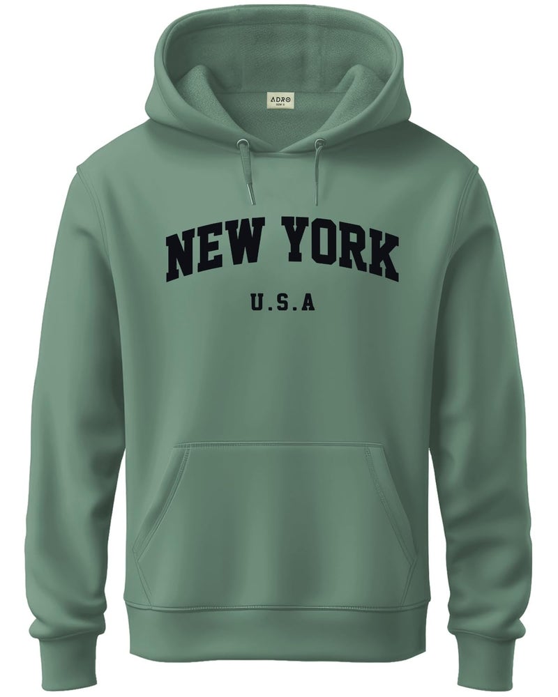 ADRO Men's Cotton Blend Neck Hooded Sweatshirt (H24-NEW-PT_Pista - Image 1