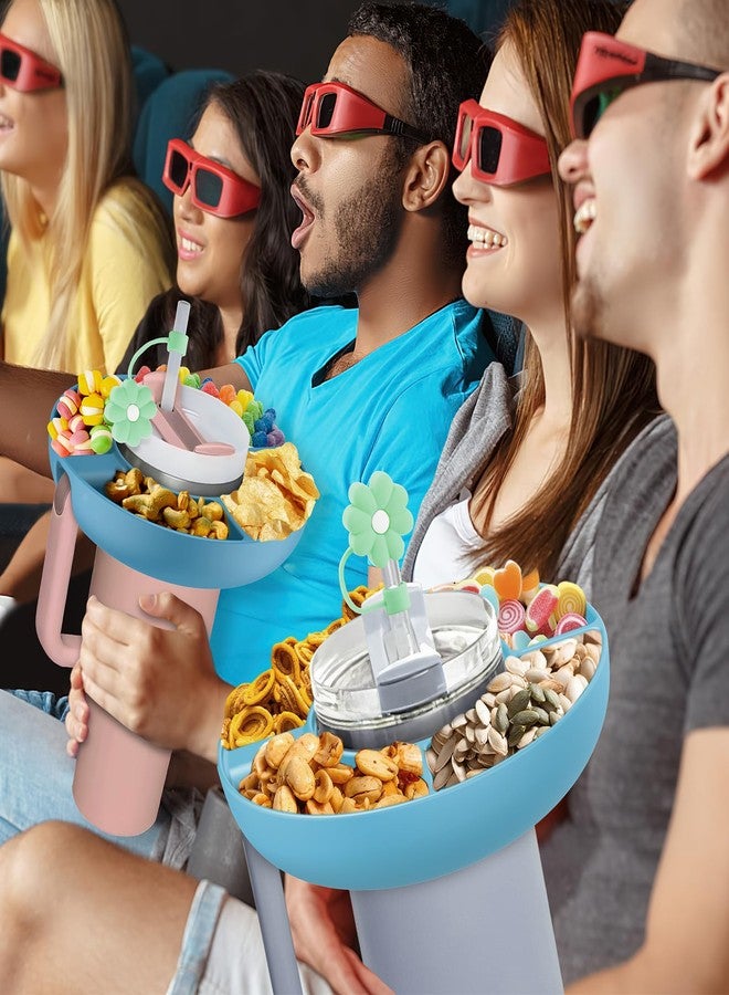 insefocc Snack Bowl for Stanley Cup 40 oz with Handle-Perfectly Compatible with Stanley Quencher H2.0 Tumbler 40 oz with Handle, Reusable Silicone Snack Tray, Stanley cup accessories (Blue Snack Bowl) - Image 4