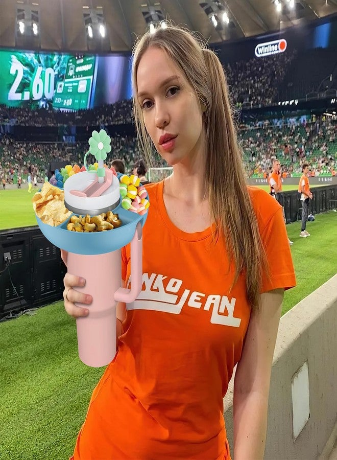 insefocc Snack Bowl for Stanley Cup 40 oz with Handle-Perfectly Compatible with Stanley Quencher H2.0 Tumbler 40 oz with Handle, Reusable Silicone Snack Tray, Stanley cup accessories (Blue Snack Bowl) - Image 5