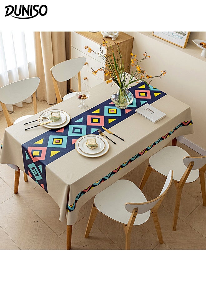 DUNISO مفرش طاولة مقاوم للماء قابل للمسح مستطيل ثقيل الوزن خالي من التجاعيد مضاد للتلاشي غطاء طاولة عازل للحرارة حصيرة طاولة ديكور منزلي مفرش طاولة مقاوم للماء ومضاد للزيت للاستخدام المنزلي أو الخارجي - Image 1