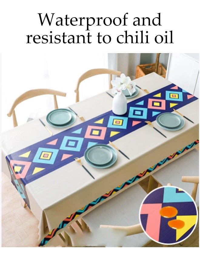 DUNISO مفرش طاولة مقاوم للماء قابل للمسح مستطيل ثقيل الوزن خالي من التجاعيد مضاد للتلاشي غطاء طاولة عازل للحرارة حصيرة طاولة ديكور منزلي مفرش طاولة مقاوم للماء ومضاد للزيت للاستخدام المنزلي أو الخارجي - Image 2