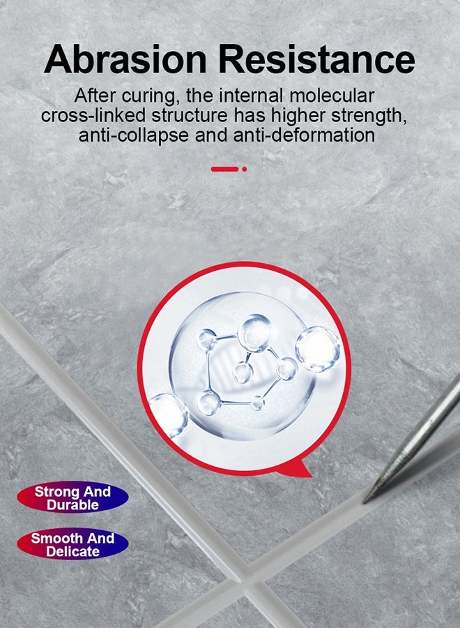 ASHILE 150ML Tiles Gap Filler Waterproof - Tile Grout Paint Filler Tube Grout Caulk Sealant Glue Sealer For Bathroom Shower Kitchen Ceramic Tile Repair Restore And Renew Tile Joints Line Gaps Replace Grout Pen - Golden/Masking Paper/Stitch Balls - Image 4