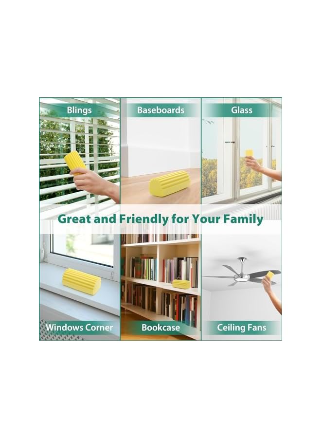 erorex Damp Clean Duster Sponge, 2 Pack Magic Cleaning Sponge Baseboard Cleaner Tool for Blinds, Glass, Baseboards,Radiators,Window Track Grooves(Yellow) - Image 2