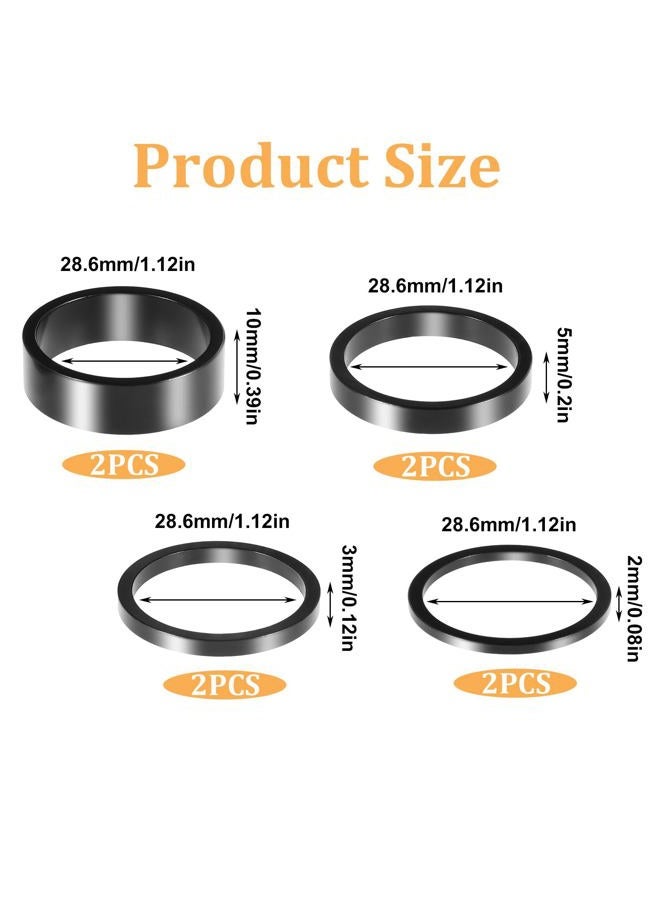 Bruislard Pack of 8 Bicycle Stem Spacers Ahead Spacer 1 1/8 Inch Aluminium Bicycle Handlebar Spacers Bike Headset Spacers for Road Bike 2 mm/3 mm/5 mm/10 mm - Image 2