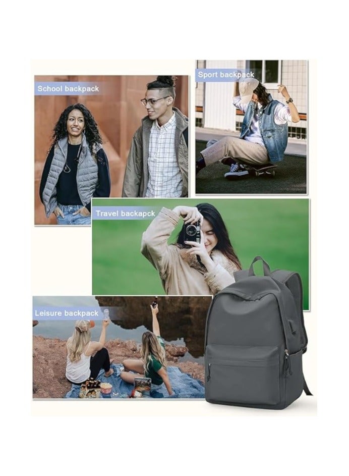 giftology School Backpack Water Resistant Bookbag Casual Lightweight Travel Rucksack Daypack Backpacks for Men Women College High School Bags Backpack for Boys Girls Teens - Grey - Image 5