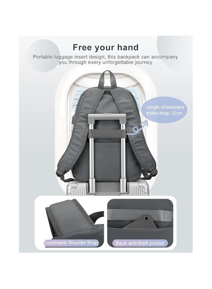 giftology School Backpack Water Resistant Bookbag Casual Lightweight Travel Rucksack Daypack Backpacks for Men Women College High School Bags Backpack for Boys Girls Teens - Grey - Image 3