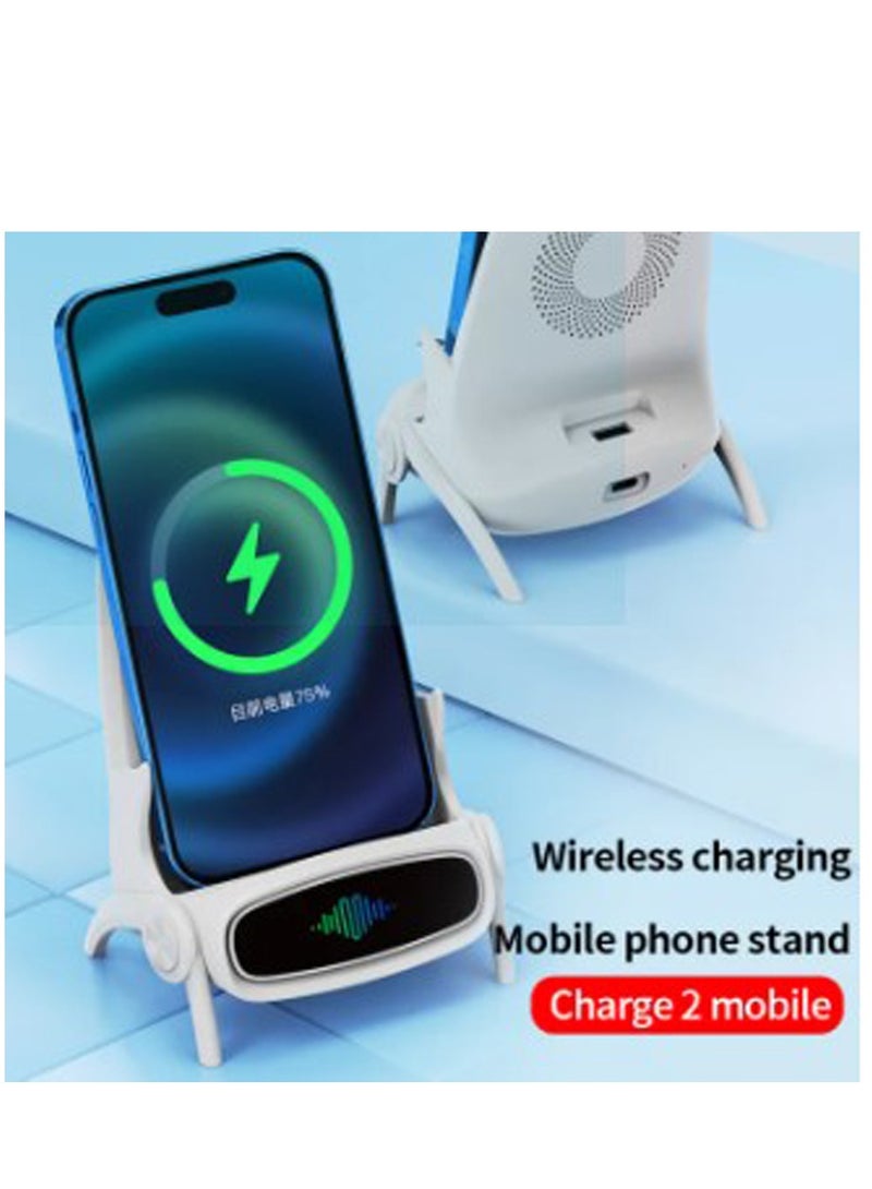 Loquat New small fan desktop chair magnetic mobile phone charger, bracket wireless universal amplifier, mobile phone wireless charger, suitable for Apple Huawei Xiaomi mobile phone - Image 4