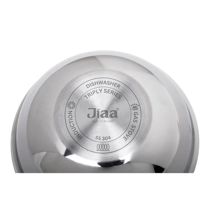 JIAA make life beautiful JIAA Triply Stainless Steel Kadai Tasla 30 cm51 L Induction Base Serves 910 Ideal for Festive Recipes Like Rajma Chole Premium Multipurpose Cookware for Home Chefs Professionals - Image 3