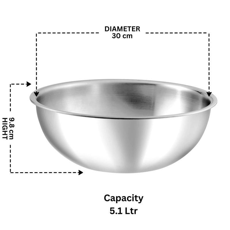 JIAA make life beautiful JIAA Triply Stainless Steel Kadai Tasla 30 cm51 L Induction Base Serves 910 Ideal for Festive Recipes Like Rajma Chole Premium Multipurpose Cookware for Home Chefs Professionals - Image 5