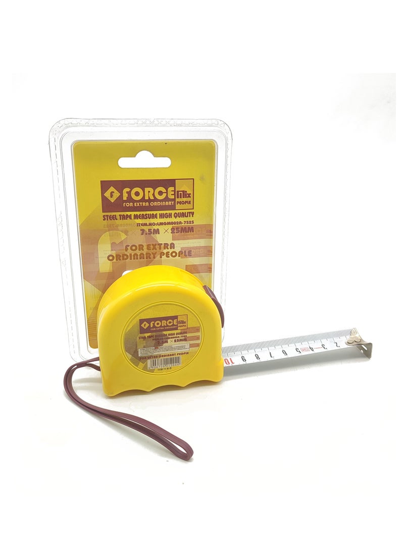 FORCE - Force tape measure 7.5  meters  25 mm yellow - Image 1