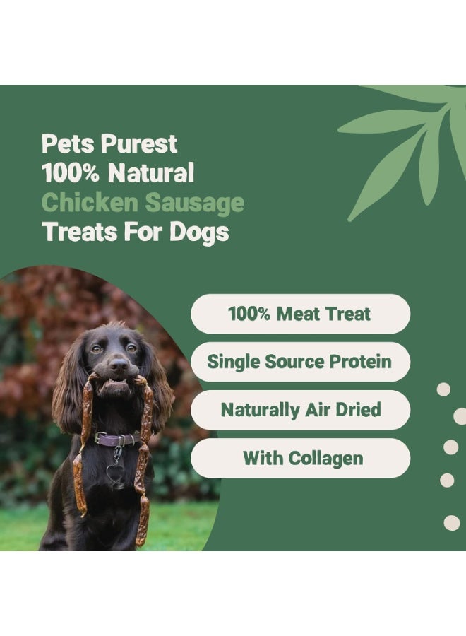 Pets Purest Natural Dog Treat Chews - 100% Healthy Air-Dried Chicken Sausage Meat Treats for Dogs, Puppy & Senior. Grain & Gluten Free Low Fat Raw Protein Dog Food Snack (200g) - Image 2