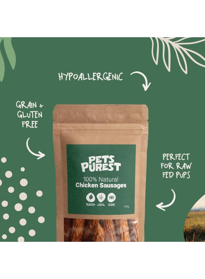 Pets Purest Natural Dog Treat Chews - 100% Healthy Air-Dried Chicken Sausage Meat Treats for Dogs, Puppy & Senior. Grain & Gluten Free Low Fat Raw Protein Dog Food Snack (200g) - Image 3