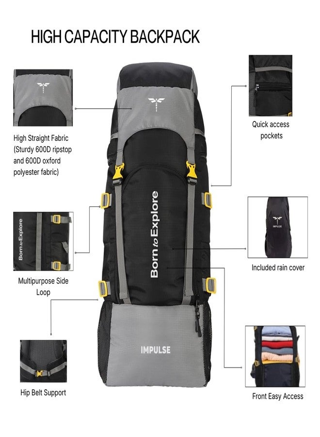 إمبلس حقيبة ظهر إمبلس بأربعة أقسام، سعة 60 لترًا، حقيبة سفر رجالية، حقيبة سياحية، حقيبة ظهر للسفر والتنزه والتخييم، لون أسود فاتح، ضمان لمدة عام، مقاس واحد. اكتشف المزيد. - Image 4