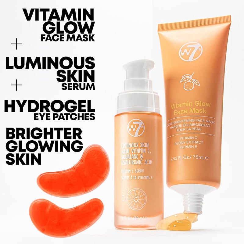 W7 Vitamin C Booster Set Brightening Skincare Essentials for Glowing Energized Skin Includes Luminous Serum Vitamin C Face Mask Under Eye Gel Patches 5 Pairs - Image 2