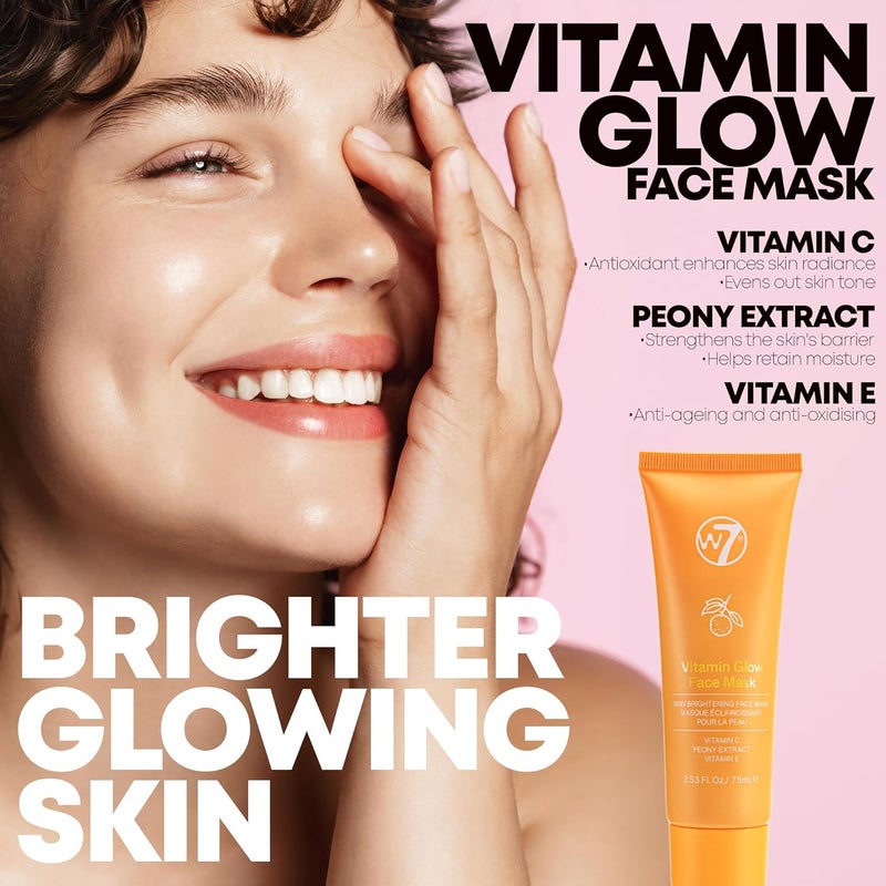 W7 Vitamin C Booster Set Brightening Skincare Essentials for Glowing Energized Skin Includes Luminous Serum Vitamin C Face Mask Under Eye Gel Patches 5 Pairs - Image 3