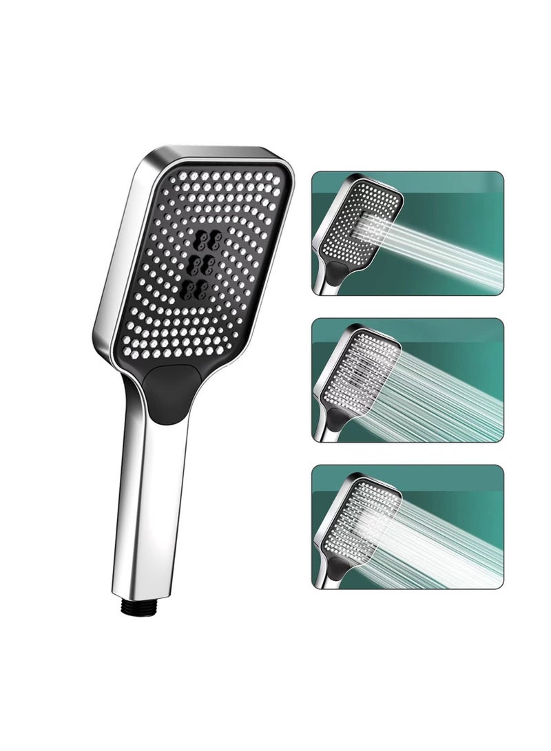 كابتن تيك Hand Shower Head, Universal High Pressure Bathroom Square Shower Head, Bath Powerful 3 Spray Modes Handheld Showers for Low Water Pressure, Water Saving - Chrome Color - Image 1