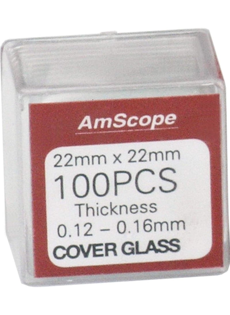 AmScope AmScope  Square Glass Microscope Cover Slips 22mm x 22mm Cover Slides  Pack of 100  CSS22100  - Image 3