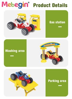 MEBEGIN 71PCS Track Series, Dinosaur Parking Lot Set with 2 Mini Cars, 3 Different Dinosaurs and 1 Helicopter, 4-tier Rail Track Toy Playset with Traffic Signs, DIY Tracks Toy, Ideal Gift for Kids Aged 3+  - Image 4