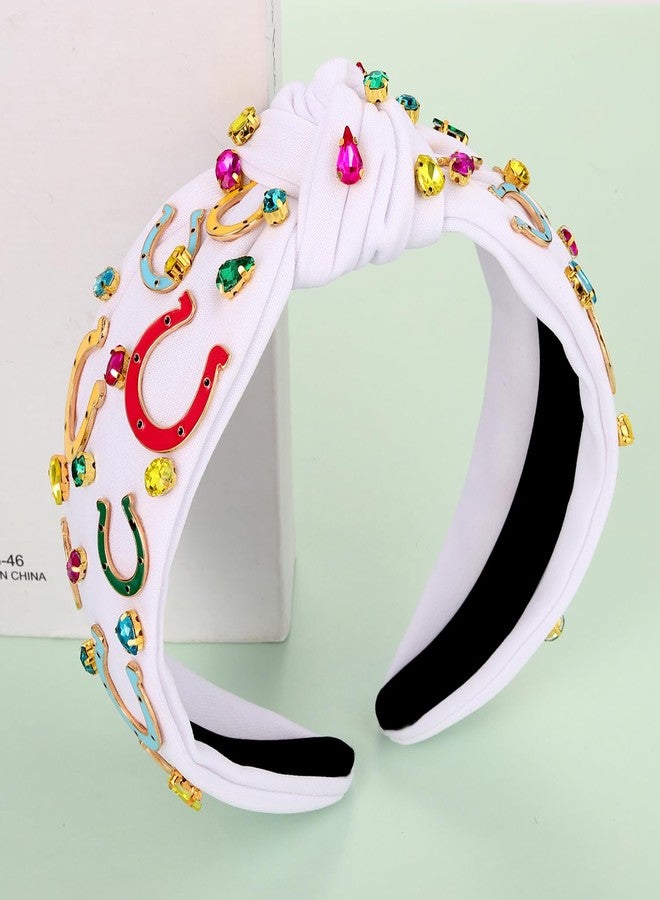 بودرير عصابات رأس ديربي للنساء، عصابة رأس ديربي على شكل حدوة حصان، عصابة رأس مرصعة بالكريستال، عصابات رأس ليوم السباق، إكسسوارات رأس لمحبي سباق الخيل على شكل حدوة حصان - Image 5