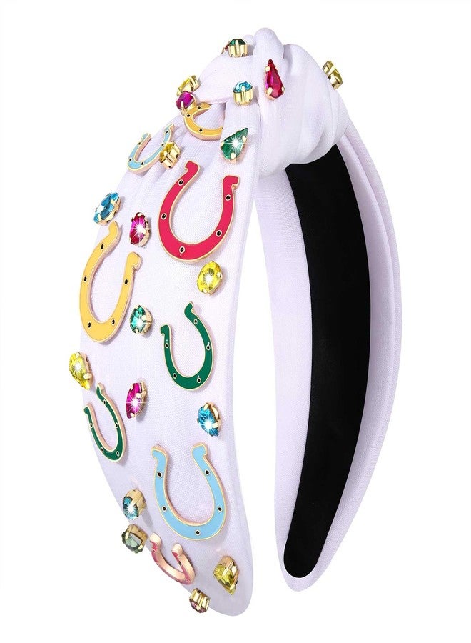 بودرير عصابات رأس ديربي للنساء، عصابة رأس ديربي على شكل حدوة حصان، عصابة رأس مرصعة بالكريستال، عصابات رأس ليوم السباق، إكسسوارات رأس لمحبي سباق الخيل على شكل حدوة حصان - Image 1