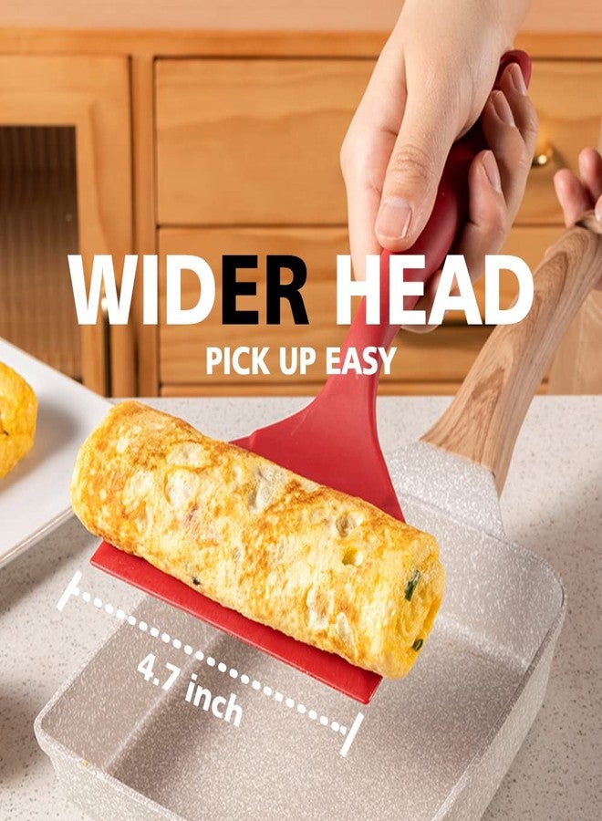 LISOS Silicone Japanese Tamagoyaki Omelette Spatula Wide Silicone Pancake Spatula Nonstick Heat-Resistant Pancake Shovel for Egg, Fish, Burgers, Steak and Pizza，Black - Image 5