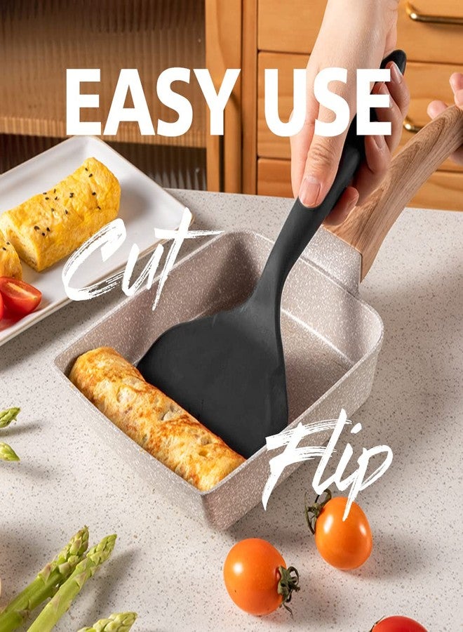 LISOS Silicone Japanese Tamagoyaki Omelette Spatula Wide Silicone Pancake Spatula Nonstick Heat-Resistant Pancake Shovel for Egg, Fish, Burgers, Steak and Pizza，Black - Image 3