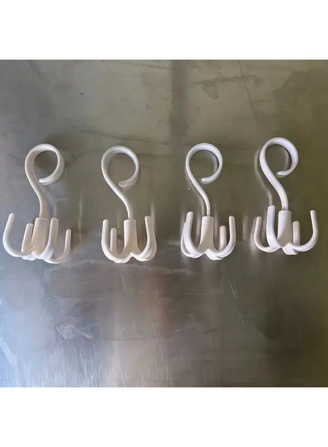 منظم خزانة معلق على الحائط 4 قطع دوار للكرافتات والأحزمة والقبعات بلون أبيض حليبي - Image 1