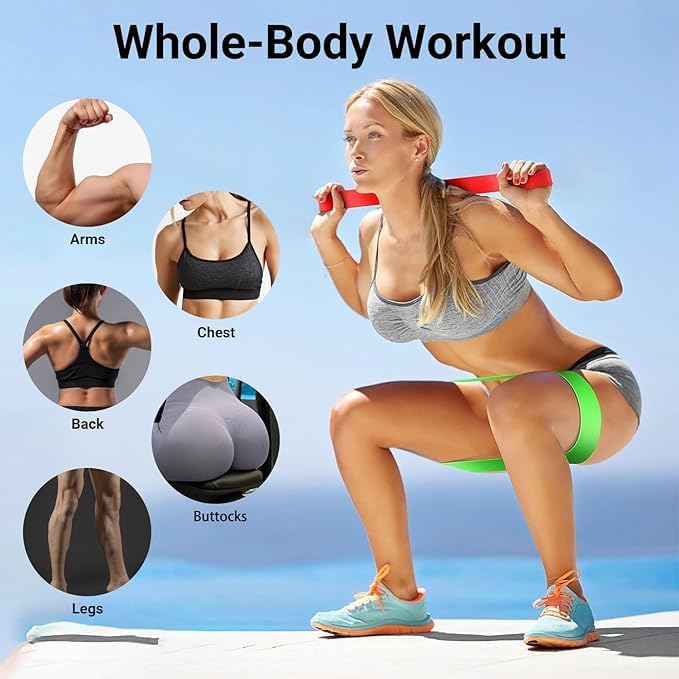 Omyoffice Resistance band,Portable resistance bands for workout,Natural latex material,Heavy duty,5 different resistance levels,For Strength Training & Fitness Workouts, Pilates, Yoga Physical Therapy Fitness - Image 3
