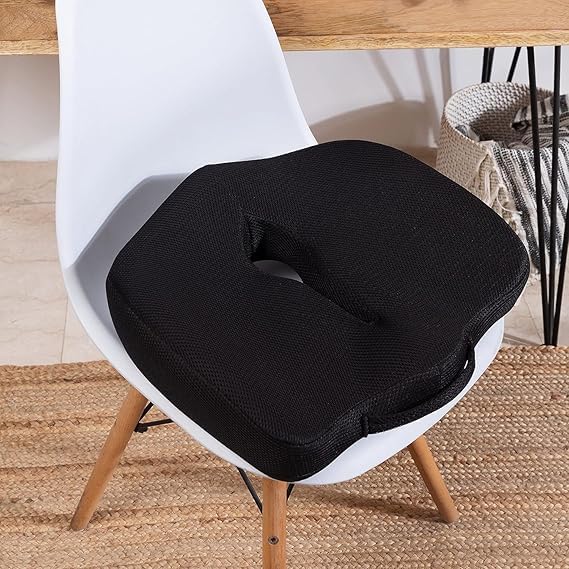 Vocal Enterprise Memory Foam Seat Cushion Black Ergonomic Design for Office Chair Coccyx Support - Image 2