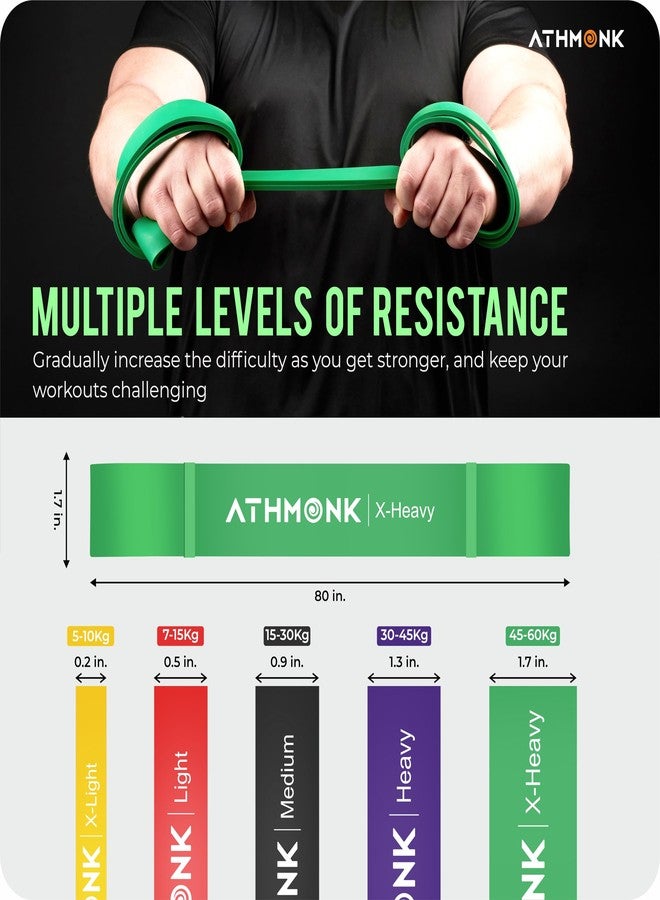 Athmonk أحزمة مقاومة أثمونك للتمارين الرياضية - حزام تمارين باور لوب - أحزمة تمدد للتمارين الرياضية - حزام سحب لأعلى - معدات رياضية منزلية للعلاج الطبيعي واليوغا - مطاط مرن طبيعي - 15-30 كجم، متوسط - Image 4