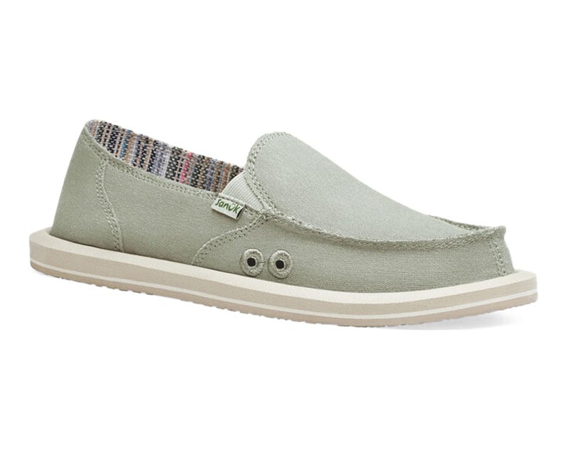 Sanuk Womens Donna Hemp Loafers | Womens Shoes | Slip On Shoes for Women | Women's Slip-on Loafers | Memory Foam Footbed, Olive Grey, 9 - Image 4