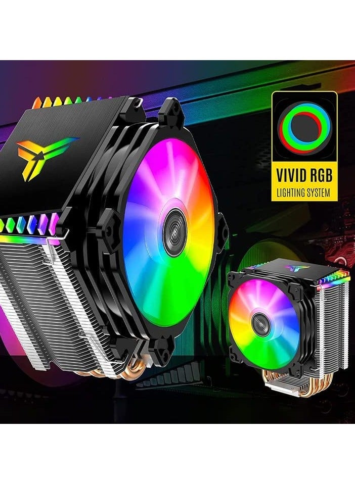 CPU Air Cooler, CR1400 RGB 4 Heat-Pipes, 126mm RGB CPU Fan, Removable 92mm PWM Fans, ARGB Light Sync with Motherboard, 5V 4-pin RGB CPU for AMD Ryzen/Intel LGA 1700 115X, Black  - Image 5